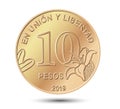 Ten pesos. Argentina ten peso coin.